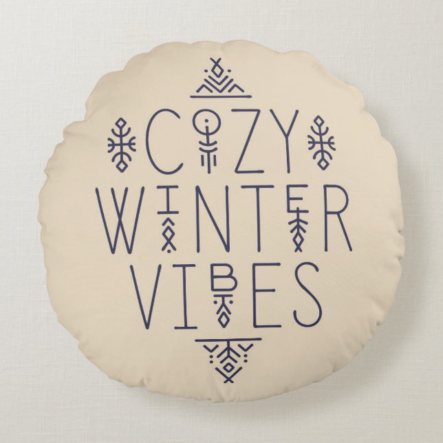Gemütliches Wintervibes Design Rundes Kissen (Vorderseite)