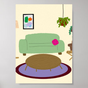 Gemütliches Wohnzimmer für Pflanzenliebhaber Poster