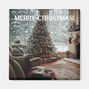 Gemütliches Zimmer Weihnachten , Kamin, Baum und S Magnet