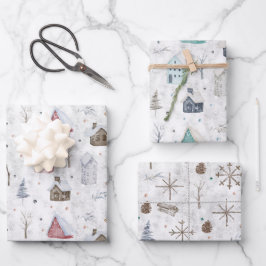 Gemütliches Zuhause Pink/Aquamarin Twig & Pinecone Geschenkpapier Set