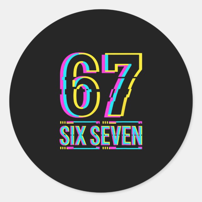 Gen Alpha Six Seven 6 7 Meme  Runder Aufkleber (Vorderseite)