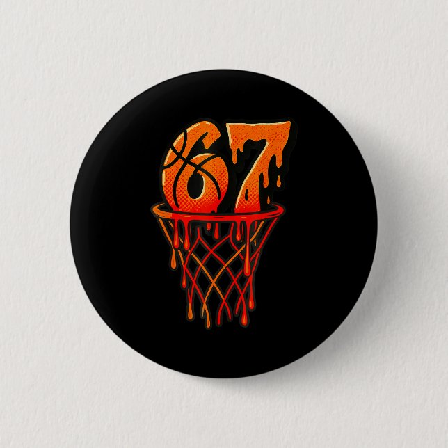 Gen Alpha Slang Kids 67 Basketball Ice Cream Drip  Button (Vorderseite)