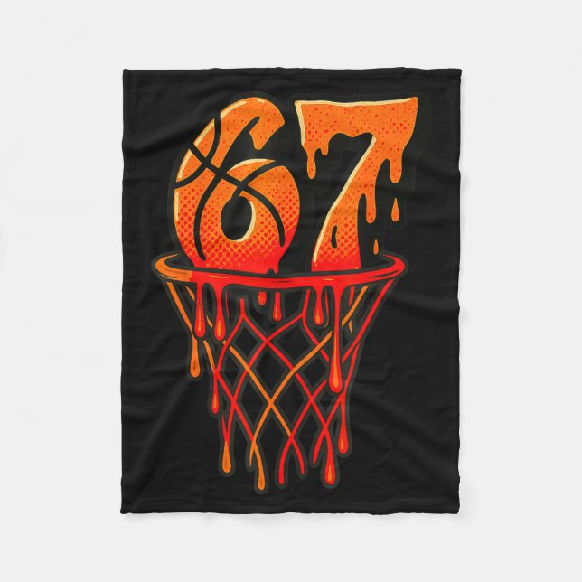 Gen Alpha Slang Kids 67 Basketball Ice Cream Drip  Fleecedecke (Vorderseite)
