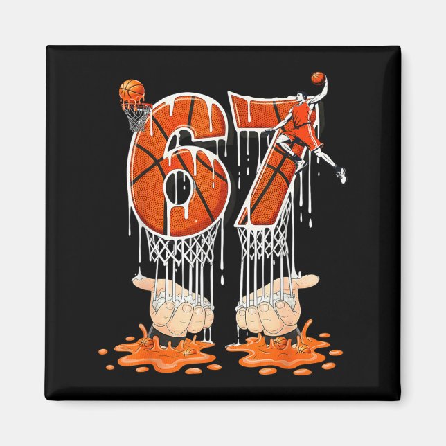 Gen Alpha Slang Kids 67 Basketball Ice Cream Drip  Magnet (Vorne)