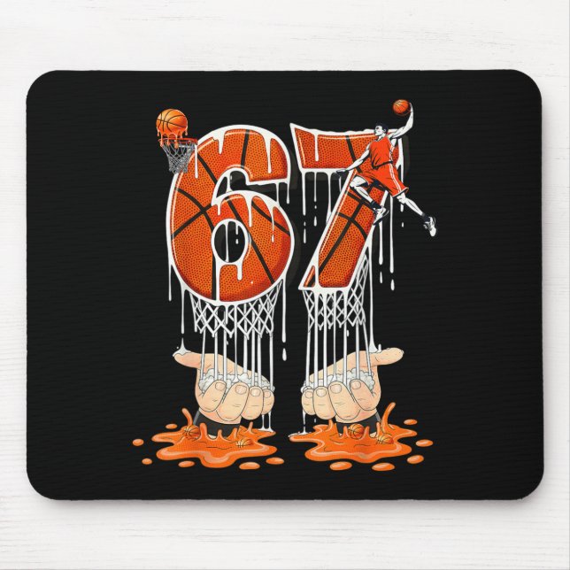 Gen Alpha Slang Kids 67 Basketball Ice Cream Drip  Mousepad (Vorne)