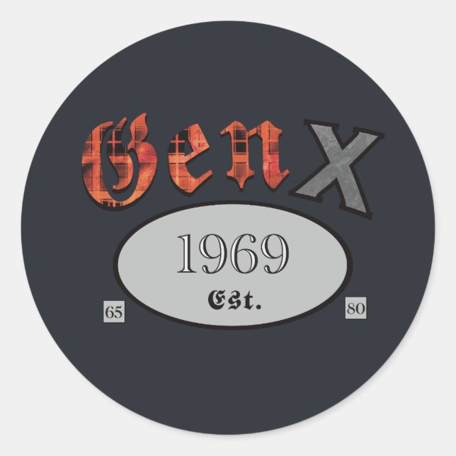 Gen X 1969 Runder Aufkleber (Vorderseite)
