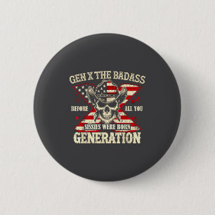 Gen X Die schlechte Generation Totenkopf Retro-Zit Button