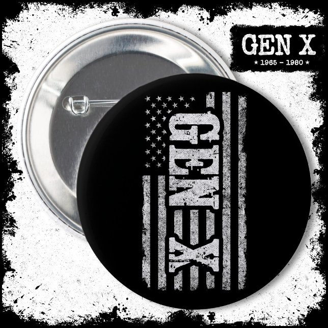 Gen X Gen Xer Generation X American Flag Gen X Button (Von Creator hochgeladen)