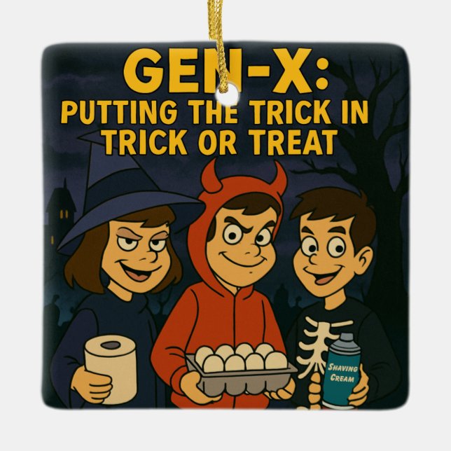 Gen-X Kids: Meister des Mischief Keramikornament (Vorderseite)