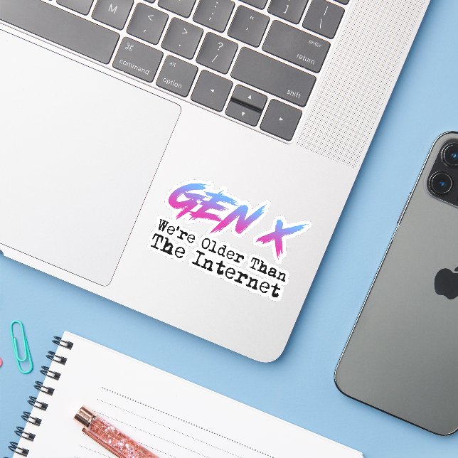 Gen X - Wir sind älter als das Internet Aufkleber (Laptop mit iPhone)