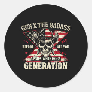 Gen X: Zitat zum Schädel der schlechten Generation Runder Aufkleber