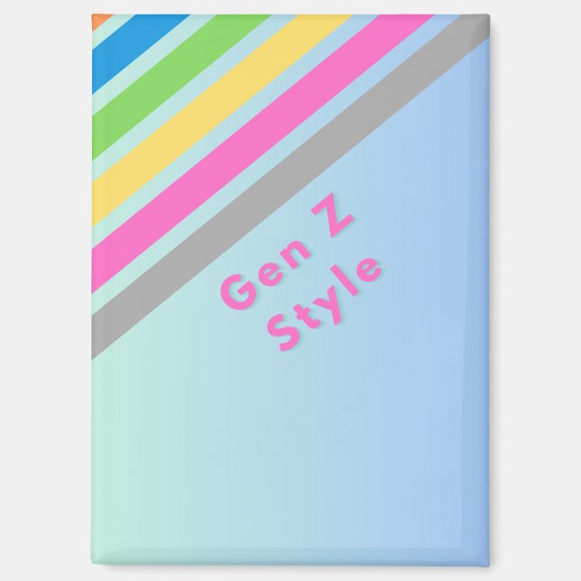 Gen Z pastel Regenbogen-Design für die Personalisi Magnet (Vorderseite)