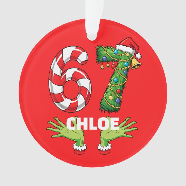 Gen Z “Six Seven” Ornament – Customizable Festive  (Vorderseite)