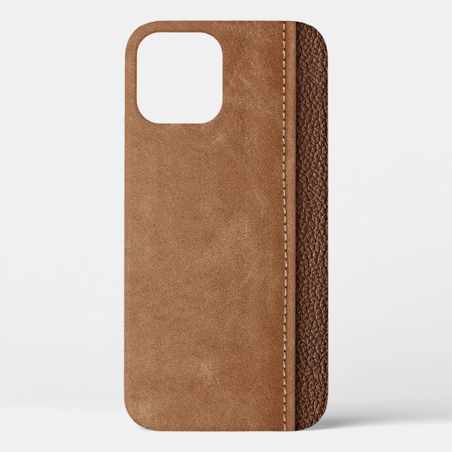 Genähtes Leder: grau, schwarzer Hintergrund. Case-Mate iPhone Hülle (Rückseite)