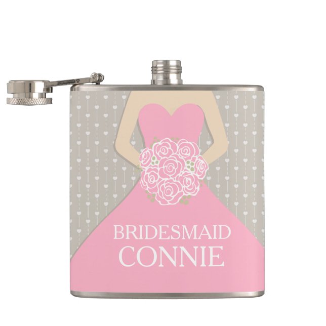 Genannte angesagte Flasche Bridemaid Rosas Kleid Flachmann (Geöffnet)