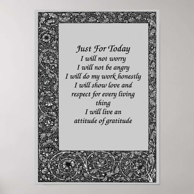 Genau für den heutigen Schwarzen Blumenrahmen Poster (Vorne)