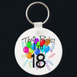 Genau, ich bin 18 - Geburtstag Schlüsselanhänger<br><div class="desc">Tragen Sie Ihr Alter mit Stolz mit unserem Das ist richtig ich bin 18,  Geburtstag T - Shirt Design. Mit einem großen,  hellen Ballon mit Confetti & Streamern ist dieses Design sicher ein Blickfang! Großartiges Geburtstagsgeschenk!</div>