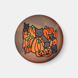 Genau Spuk: Katzen und Kürbis zu Halloween Magnet