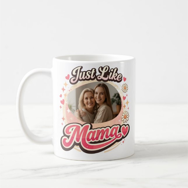 „Genau wie Mama“ Individuelle Fototasse Kaffeetasse (Links)