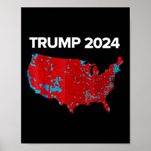 Genaue Karte der Wahlergebnisse 2024 Trump Mega Poster