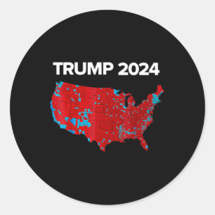 Genaue Karte der Wahlergebnisse 2024 Trump Mega Runder Aufkleber