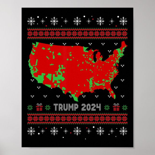 Genaue Karte der Wahlergebnisse 2024 Ugly Sweater Poster (Vorne)
