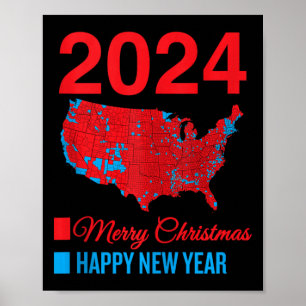 Genaue Wahlkarte Frohe Weihnachten glücklich New Y Poster