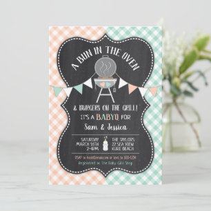 Gender Bun in Oven Baby Shower Peach Einladung