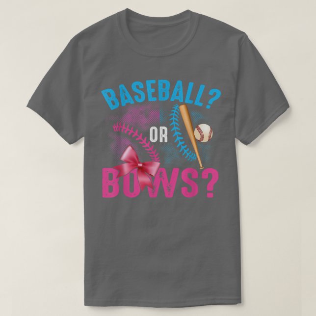 Gender-Enthüllung Baseball oder Bows rosa Blu-zio- T-Shirt (Design vorne)