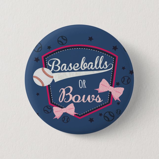 Gender-Enthüllung - Baseballs oder Bows Button (Vorderseite)
