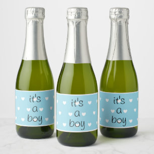 Gender-Enthüllung (Junge) Mini-Champagner-Etikett