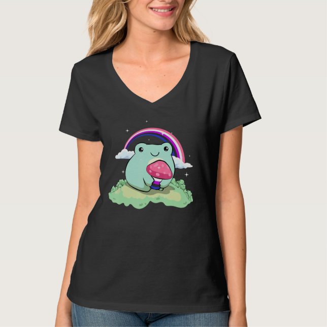 Gender Fluid Pride Flag Cute Frog Mushroom Subtle  T-Shirt (Vorderseite)