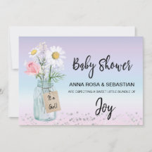 *~* Gender Mason Jar Floral Rustic Baby Dusche
