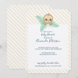 Gender Neutral Baby Sloth Babydusche Einladung
