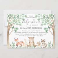 Gender Neutral Cute Woodland Animals Baby Shower