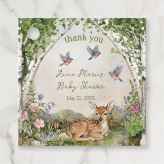 Gender Neutral Forest Arch and Fawn Baby Shower Geschenkanhänger