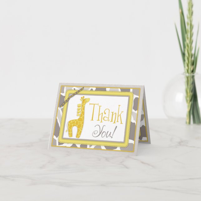 Gender Neutral Giraffe Safari Thank You Card Dankeskarte (Vorderseite)