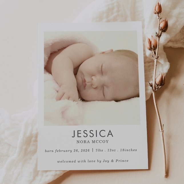 Gender Neutral Photo Baby Announcement Card (Von Creator hochgeladen)
