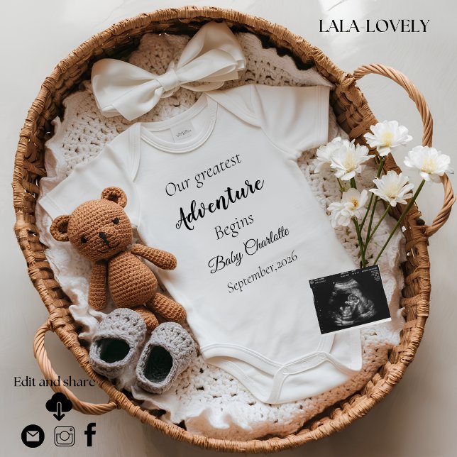  Gender Neutral Pregnancy Announcement card Ankündigung (Von Creator hochgeladen)