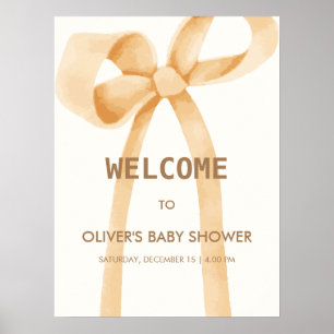 Gender Neutral Simple Bow Baby Shower Willkommen Poster