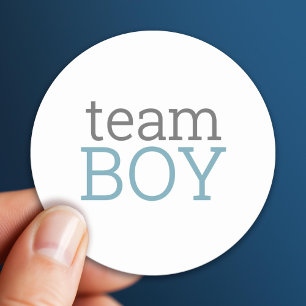 Gender Reveal Baby Shower - Team Blue Boy Runder Aufkleber