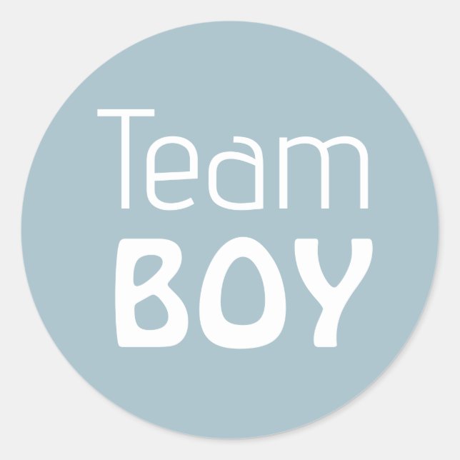 Gender Reveal Baby Shower - Team Blue Boy Runder Aufkleber (Vorderseite)