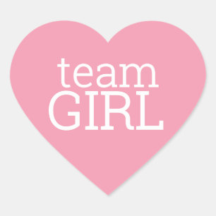 Gender Reveal Baby Shower - Team Pink Girl Herz-Aufkleber
