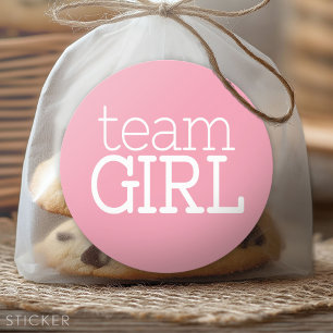 Gender Reveal Baby Shower - Team Pink Girl Runder Aufkleber