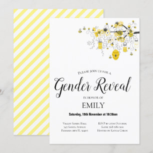 Gender Reveal Bee Baby Shower Einladung