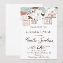 Gender Reveal Bird Cages Baby Shower Invite Einladung
