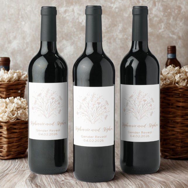 Gender Reveal - Boho Floral Weinetikett (Gender reveal party label)