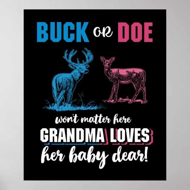 Gender Reveal Buck oder Doe Party Oma Poster (Vorne)