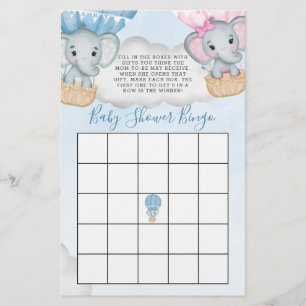 Gender Reveal Elefant Luftballon Baby Shower Bingo