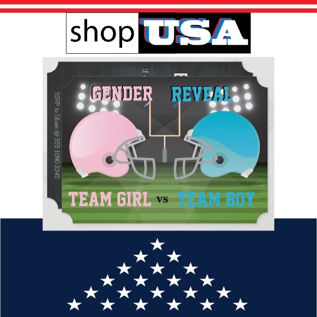 Gender Reveal Fantasy Football Baby Shower Einladung (Von Creator hochgeladen)